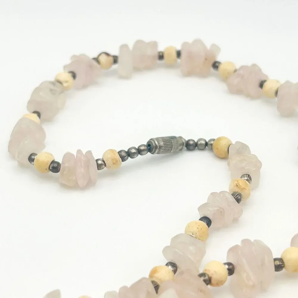 Vintage Rose Quartz Beaded Necklace 28